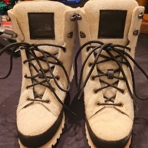 The North Face Cream and Black Winter Boots